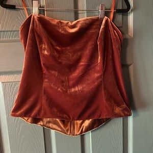 Revelry brand- Micah convertible dress - velvet in the color terracotta